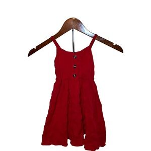 Shein Girls Size 4T Red Textured Sleeveless Button Front Elastic Waist Dress